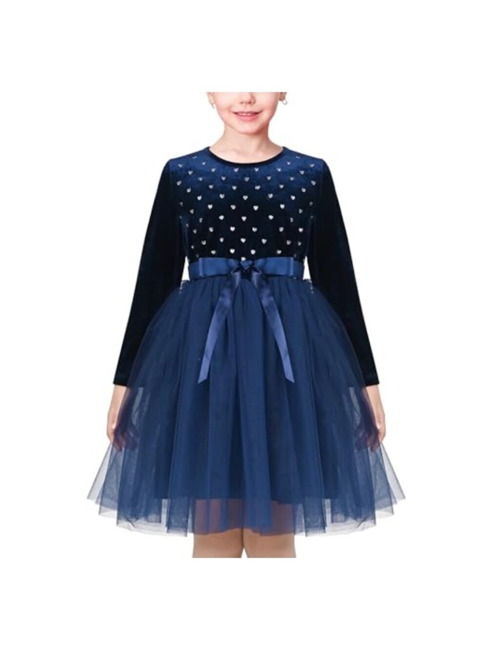 Girls Velvet Tulle Party Dress Knee Length Special Occasion